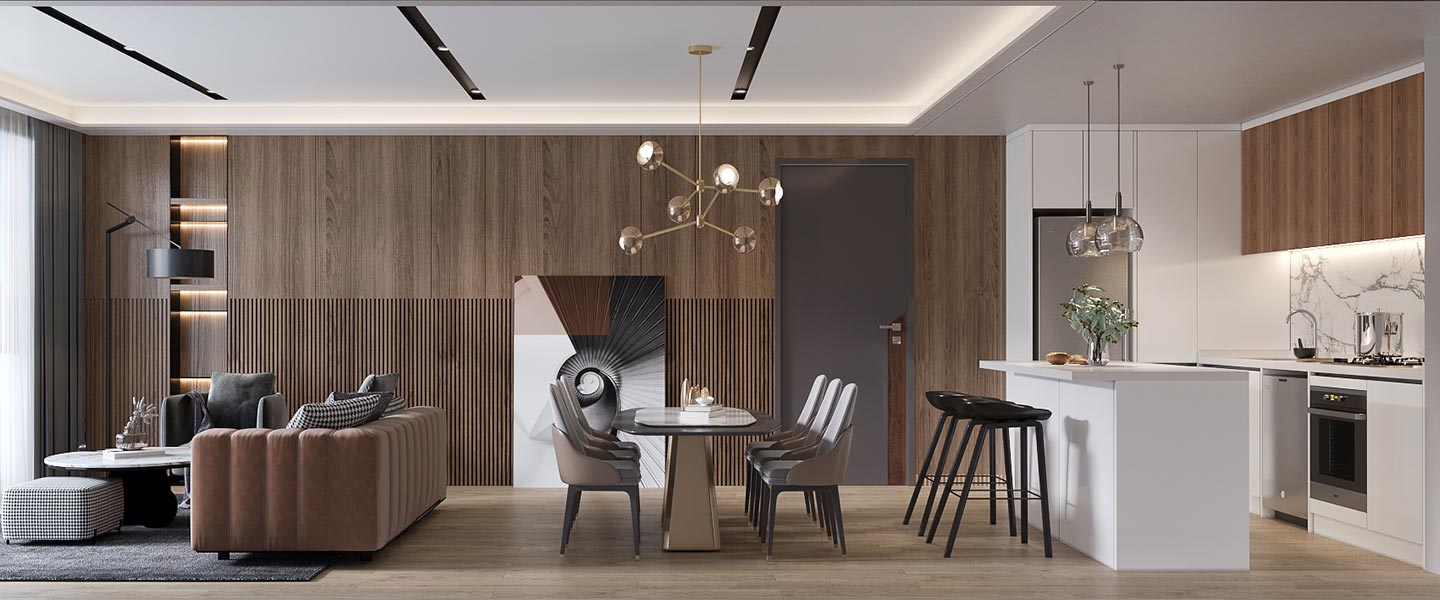 white wood grain villa minimalist style decor