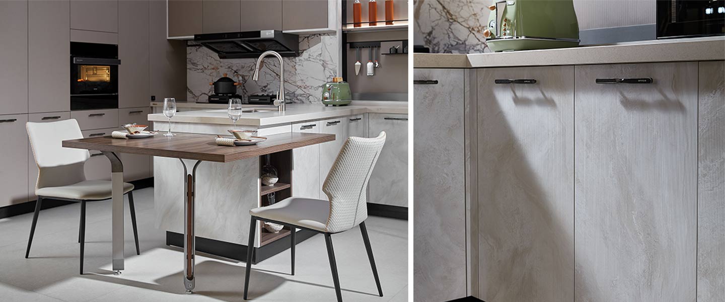 Grey kitchen cabient with glass door plcc22046