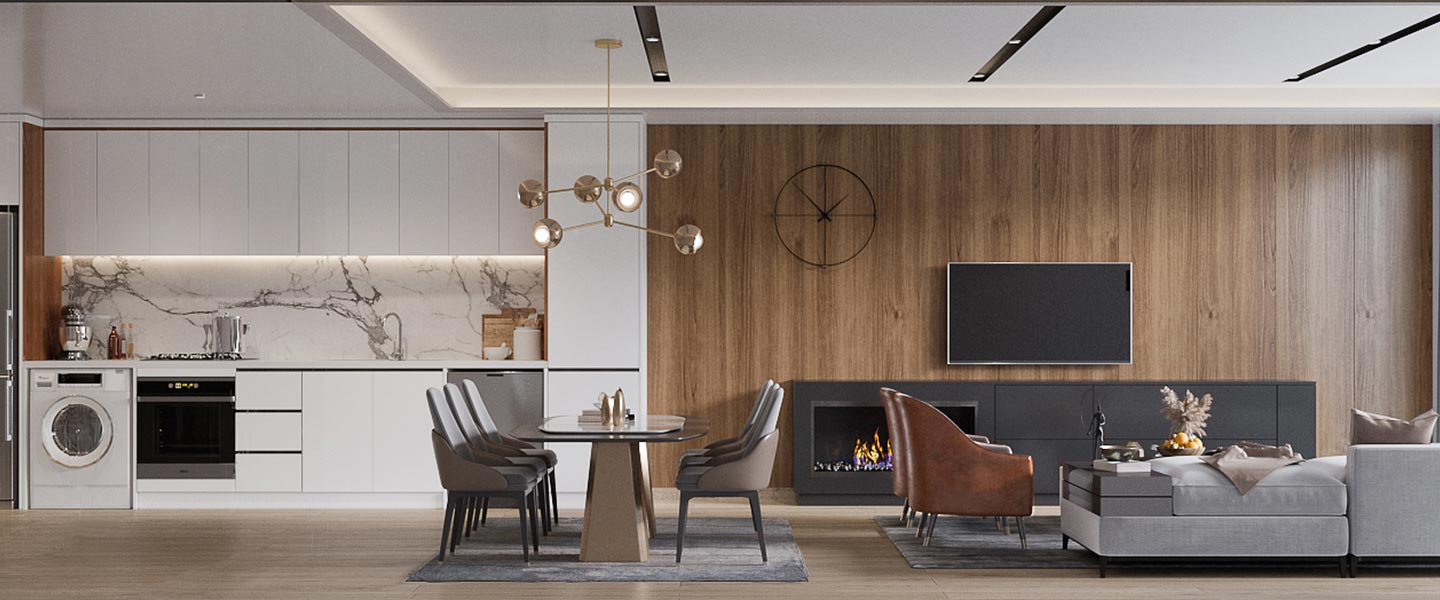 white wood grain villa minimalist style decor