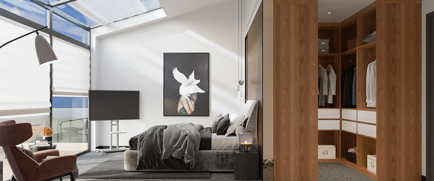 white wood grain villa minimalist style decor