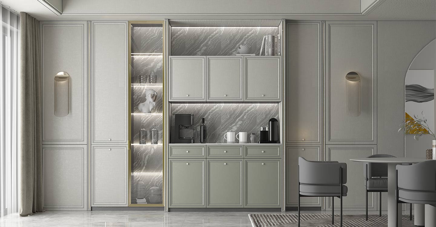 Green Scandinavian wardrobe