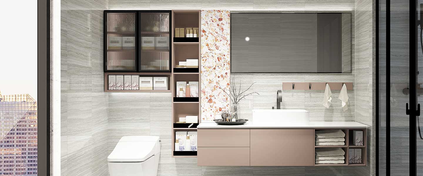 Brown Minimalist Lacquer Bathroom Cabinet PLWY20028
