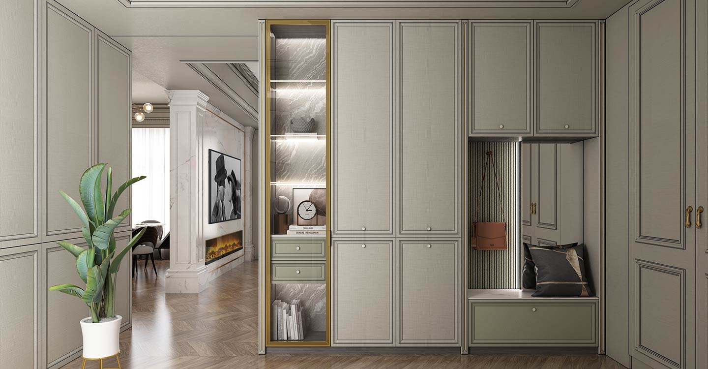 Green Scandinavian wardrobe