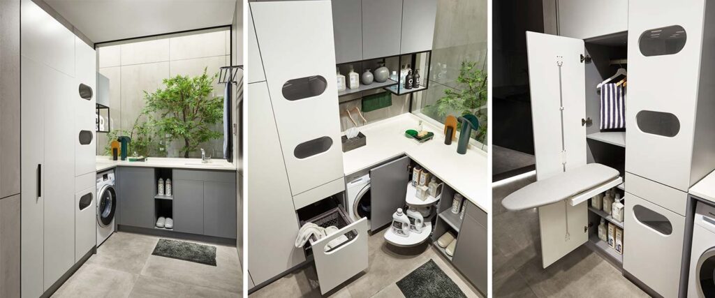 Lacquer and Melamine Laundry Room Cabinets PLWY20095