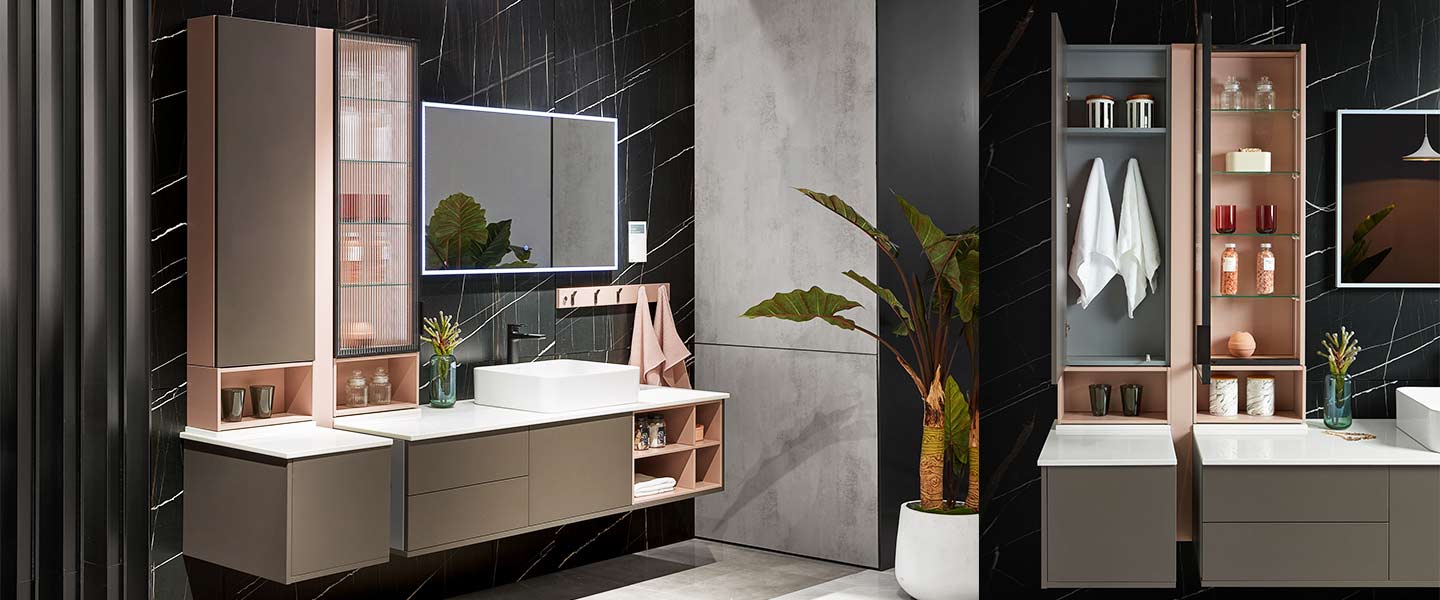 Brown Minimalist Lacquer Bathroom Cabinet PLWY20028