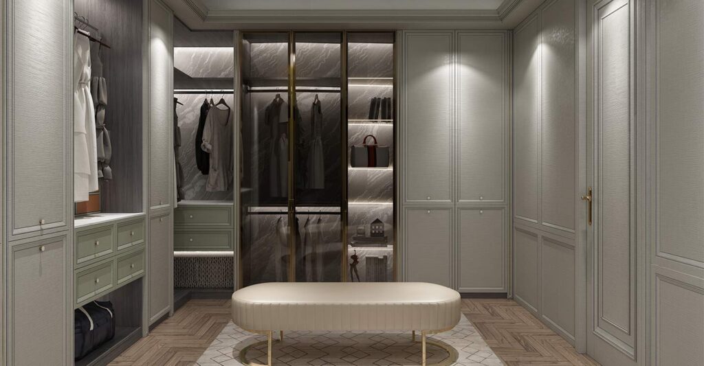 Green Scandinavian wardrobe